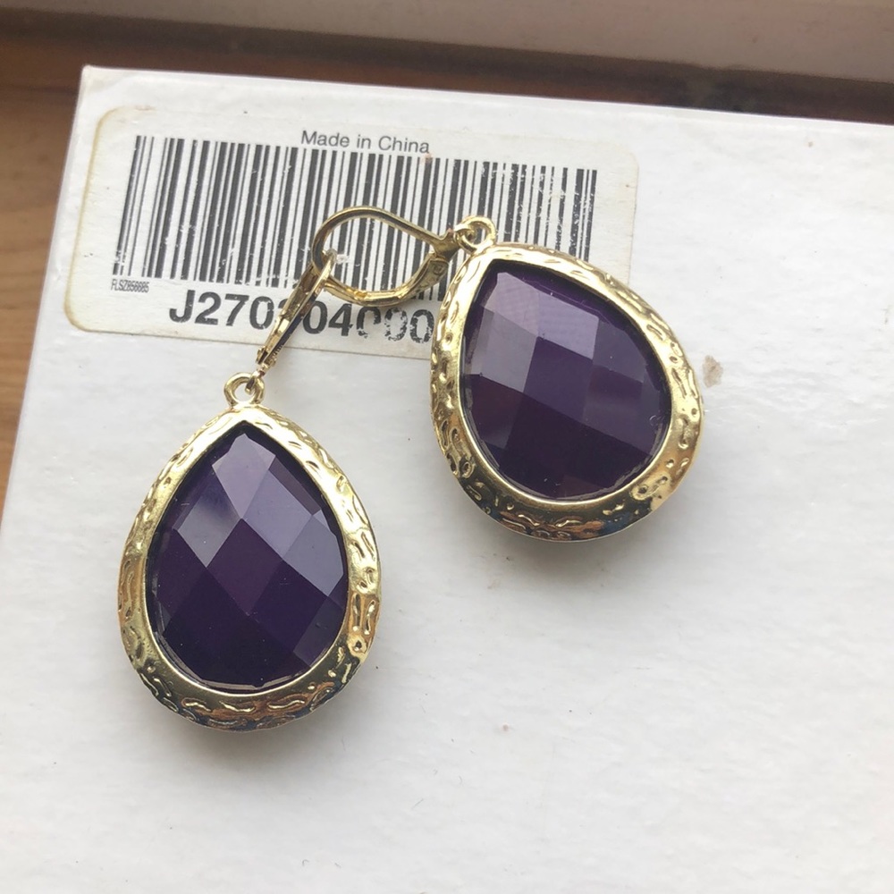 Deep purple large bead earrings